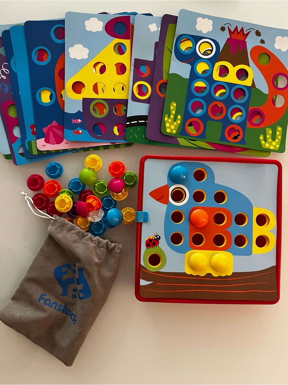 Geekper Button Art Toys for Toddlers, Color Matching Mosaic Pegboard early learn